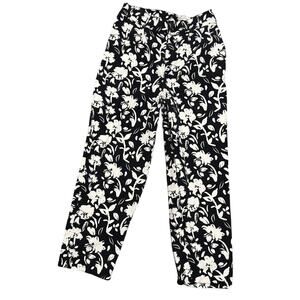 Lucy & Yak Organic Cotton Floral Pants – W34/R – Black & White – Relaxed Fit